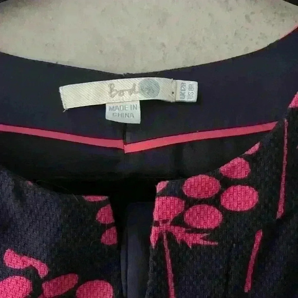 BODEN 12R WOMENS LINED DARK BLUE/PINK BELTED SHORT SLEEVE CAREER SCHOOL DRESS - Picture 2 of 11